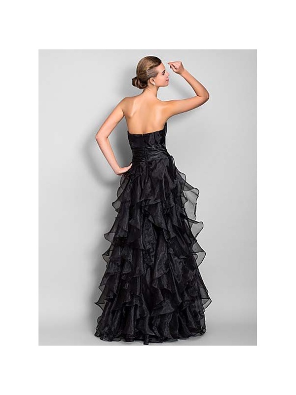 Abito da Sposa Colorato Nero in Organza con gonna a volants